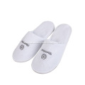White printed cotton slippers